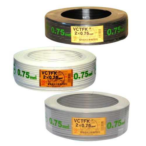 VCTFK 2 x 0.75SQ ビニルキャブタイヤ長円形コード 100m巻 / 電線