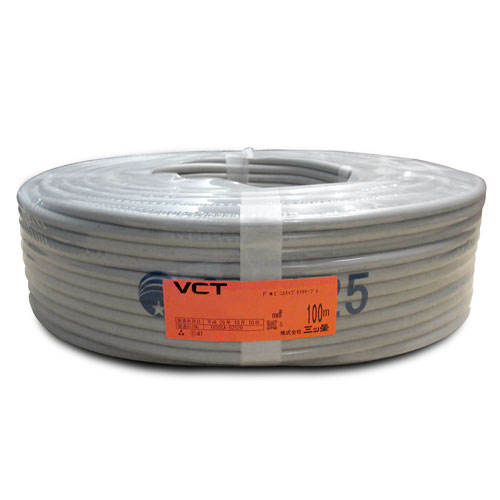 VCT 2 x 0.75SQ ビニルキャブタイヤケーブル 灰色 100m巻
